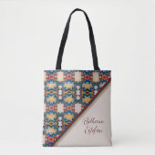 Tan, Blue, White & Red Tribal Inspired Shapes Tote Tasche (Vorderseite)