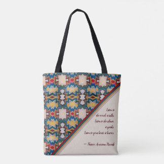 Tan, Blue, White & Red Tribal Inspired Wisdom Tasche