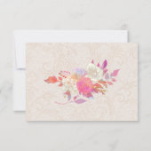 Tan Blüh Damask Wedding RSVP Karte (Rückseite)