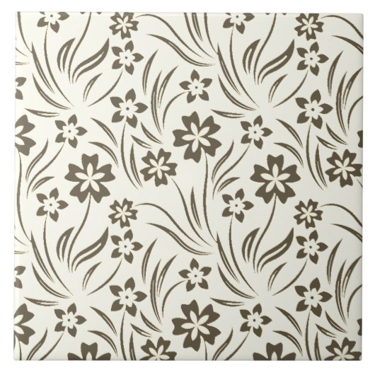 Tan Blume Keramik Tile Fliese (Vorderseite)