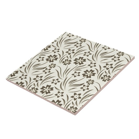 Tan Blume Keramik Tile Fliese (Seite)