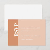 Tan & Blush Bold moderne Minimalistische Boho RSVP Karte (Vorne/Hinten)
