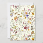 Tan Bohemisch Wildblume Wedding Einladung (Rückseite)