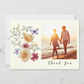 Tan Boho Wildblume Wedding Dankeschön Card Einladung (Vorderseite)