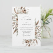 Tan Botanical Brushstroke Hochzeit Einladung (Stehend Vorderseite)