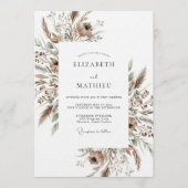 Tan Botanical Brushstroke Hochzeit Einladung (Vorderseite)