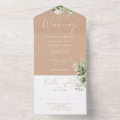 Tan Botanical Greenerenery Monogram Wedding All In One Einladung (Innen Boden)