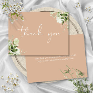Tan Botanical Greenery Elegant Schrift Dankeskarte