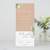 Tan Botanische Blüte in einer Hochzeit Einladung (Stehend Vorderseite)