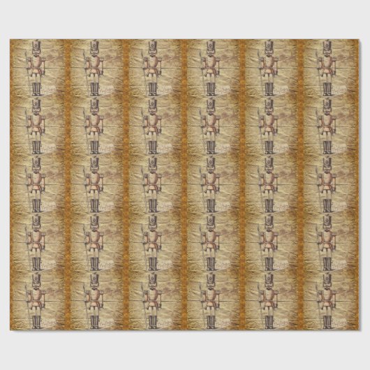 Tan Bronze Art Rustic Nutcracker Geschenkpapier (Flach)