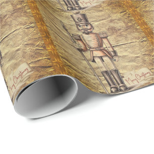 Tan Bronze Art Rustic Nutcracker Geschenkpapier