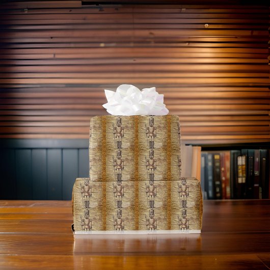 Tan Bronze Art Rustic Nutcracker Geschenkpapier