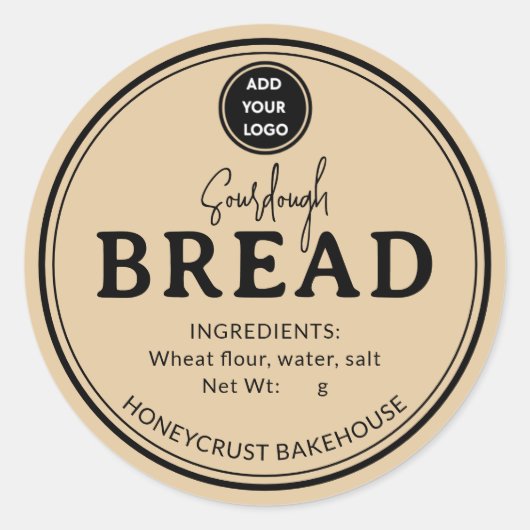 Tan Brown Bakery Sourdough Bread Label Sticker (Vorderseite)