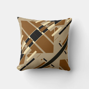 Tan Brown Beige Black Southwest Diagonal Mosaics Kissen