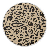 Tan Brown & Black Cheetah Leopard Animal Print Keramikknauf (Vorderseite)