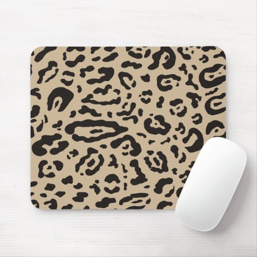 Tan Brown & Black Cheetah Leopard Animal Print Mousepad (Mit Mouse)