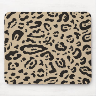 Tan Brown & Black Cheetah Leopard Animal Print Mousepad