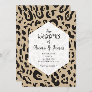 Tan Brown & Black Cheetah Leopard Chic Hochzeit in Einladung
