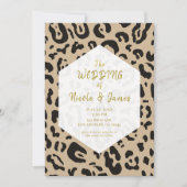 Tan Brown & Black Cheetah Leopard Chic Wedding Einladung (Vorderseite)