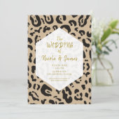 Tan Brown & Black Cheetah Leopard Chic Wedding Einladung (Stehend Vorderseite)