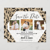 Tan Brown & Black Cheetah Leopard Save the Date (Vorne/Hinten)