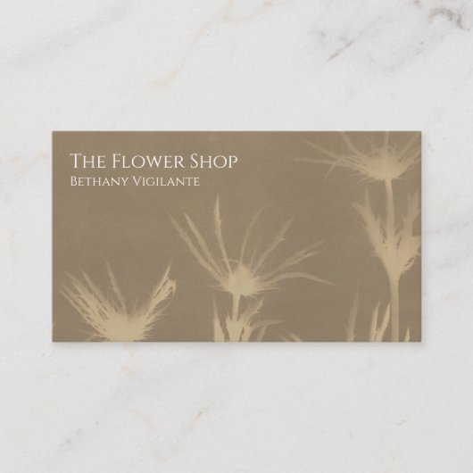 Tan Brown Blume Business Card Visitenkarte (Vorderseite)