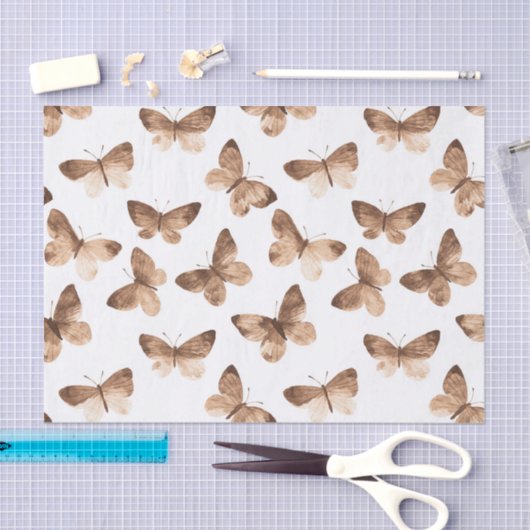 Tan Brown Cream Butterflies Geburtstag Seidenpapier (Handwerk)