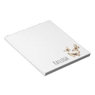 Tan Brown Cream Butterflies Notizblock