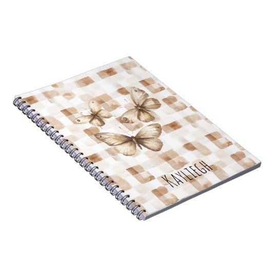 Tan Brown Cream Butterflies Notizblock (Rechte Seite)
