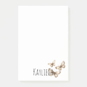 Tan Brown Cream Butterflies Post-it Klebezettel