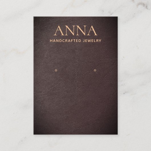 Tan Brown Leather Earring Juwelier Display Visitenkarte (Vorderseite)