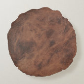 Tan Brown Leather Print Rundes Kissen (Rückseite)