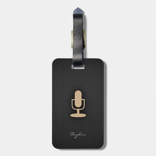 Tan Brown Mikrofon Gepäckanhänger (Rückseite vertikal)