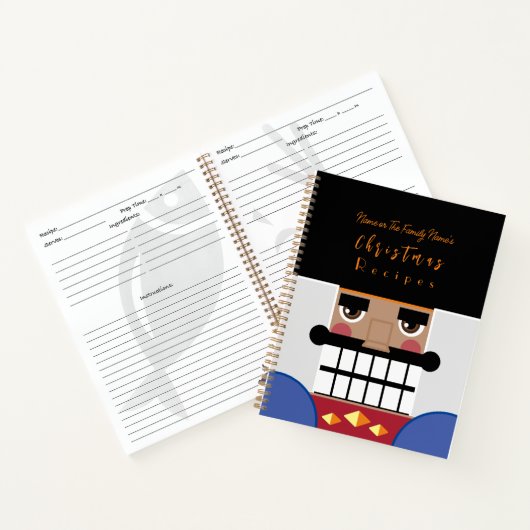 Tan Brown Nutcracker Weihnachtsrezepte Kochbuch Notizblock (Innenseite)
