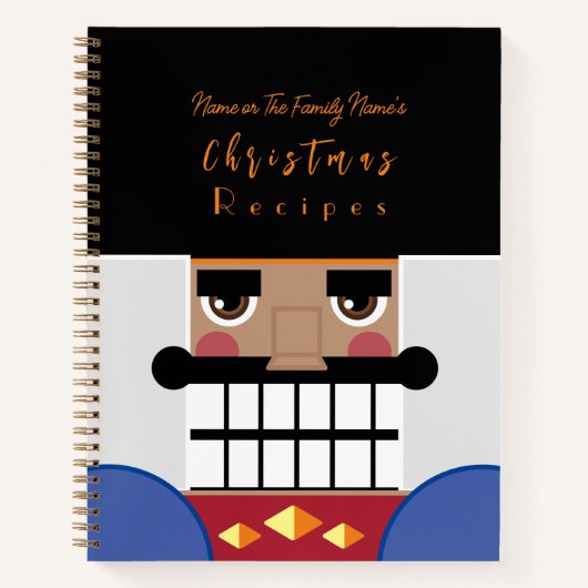 Tan Brown Nutcracker Weihnachtsrezepte Kochbuch Notizblock (Vorderseite)