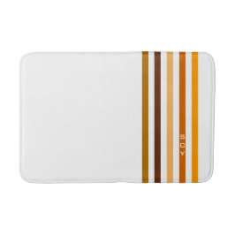 Tan Brown Orange Vertikal Stripes Monogramm Badematte