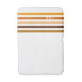 Tan Brown Orange Vertikal Stripes Monogramm Badematte (Vorderseite Vertikal)