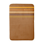 Tan Brown Orange Vertikal Stripes Monogramm Badematte (Vorderseite Vertikal)