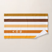 Tan Brown Orange Vertikal Stripes Monogramm Badhandtuch Set (Handtuch)