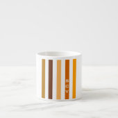Tan Brown Orange Vertikal Stripes Monogramm Espressotasse (Vorderseite)