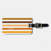 Tan Brown Orange Vertikal Stripes Monogramm Gepäckanhänger (Vorderseite horizontal)