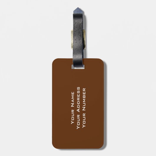 Tan Brown Orange Vertikal Stripes Monogramm Gepäckanhänger (Rückseite vertikal)