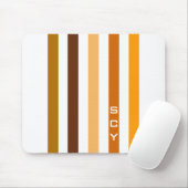 Tan Brown Orange Vertikal Stripes Monogramm Mousepad (Mit Mouse)