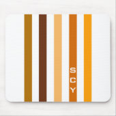 Tan Brown Orange Vertikal Stripes Monogramm Mousepad (Vorne)