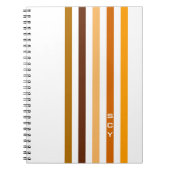 Tan Brown Orange Vertikal Stripes Monogramm Notizblock (Vorderseite)