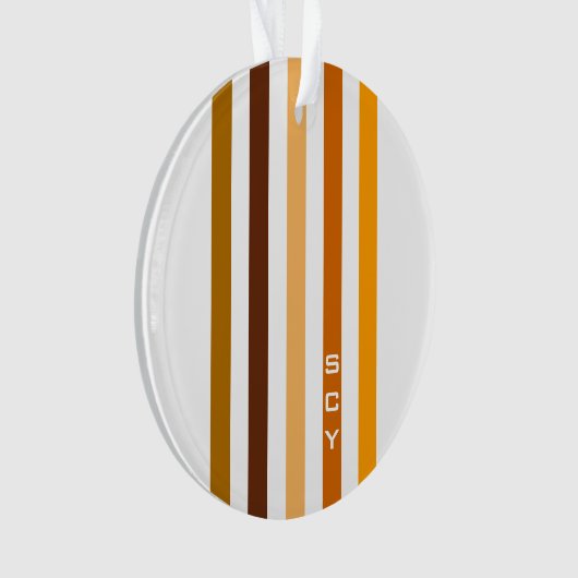 Tan Brown Orange Vertikal Stripes Monogramm Ornament (Vorderseite)