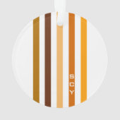 Tan Brown Orange Vertikal Stripes Monogramm Ornament (Rückseite)
