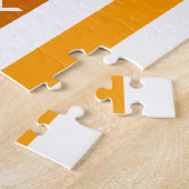 Tan Brown Orange Vertikal Stripes Monogramm Puzzle (Seite)