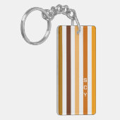 Tan Brown Orange Vertikal Stripes Monogramm Schlüsselanhänger (Vorderseite links)