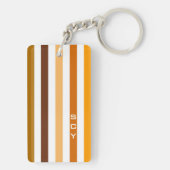 Tan Brown Orange Vertikal Stripes Monogramm Schlüsselanhänger (Rückseite)